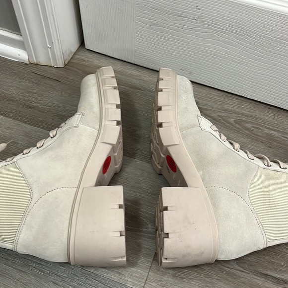 Steve Madden Zanet Bone Suede Lug Sole Lace Up Booties combat Boots Size 10 - Picture 7 of 10